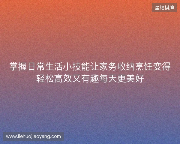 掌握日常生活小技能让家务收纳烹饪变得轻松高效又有趣每天更美好